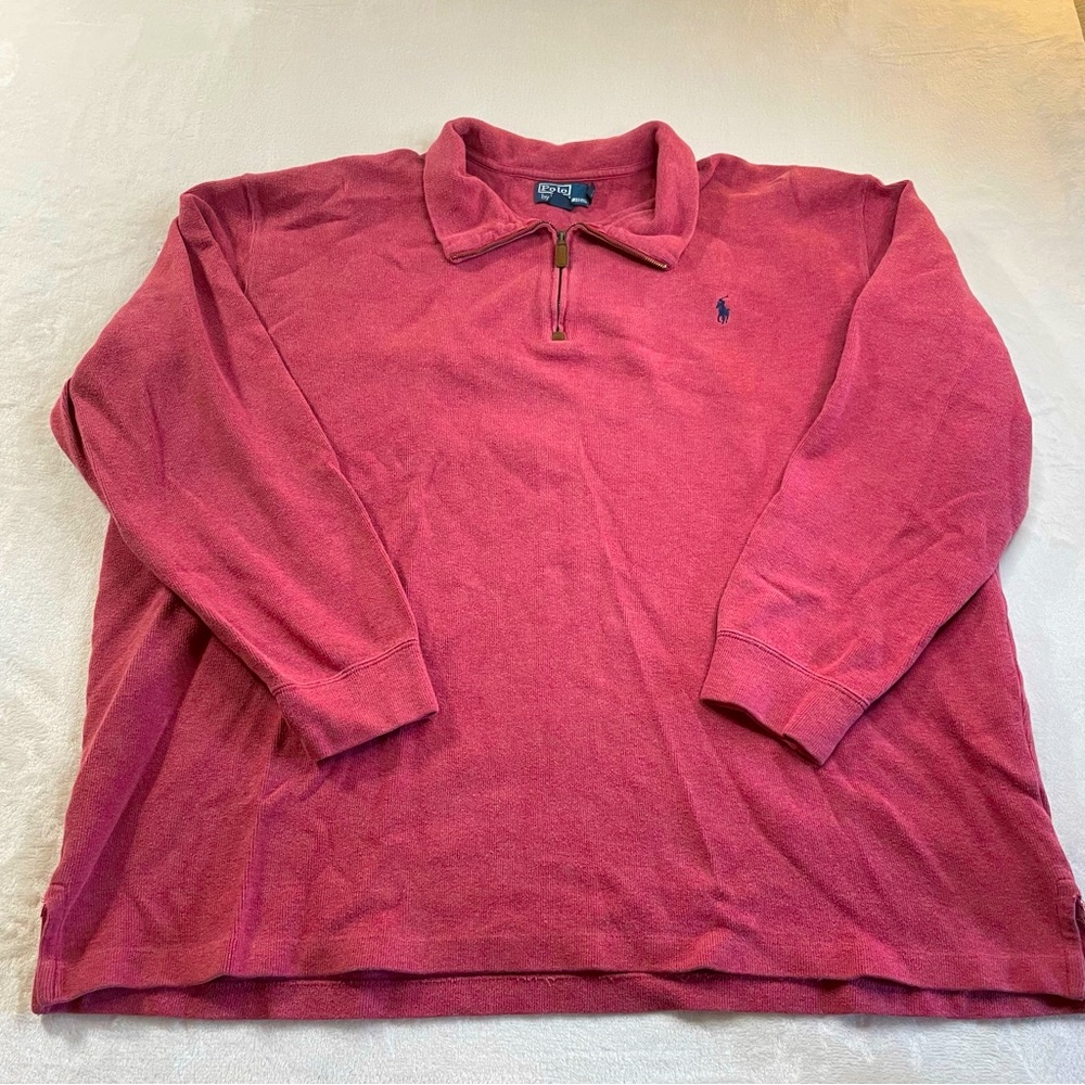 Polo Ralph Lauren Sweater Mens‎ 3XLT Burgundy/Red 1/4 Zip Pullover Knit Mockneck